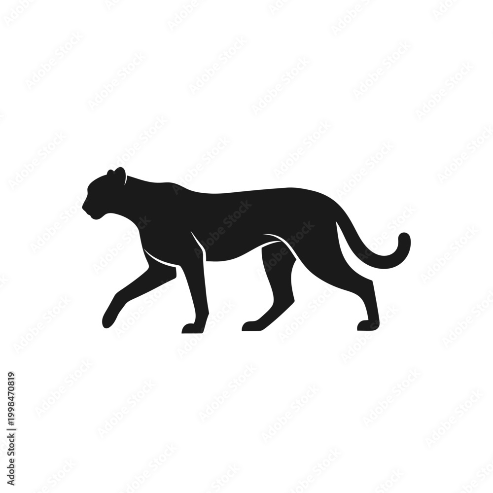 Obraz premium Elegant Black Panther Silhouette Walking with Grace and Power.