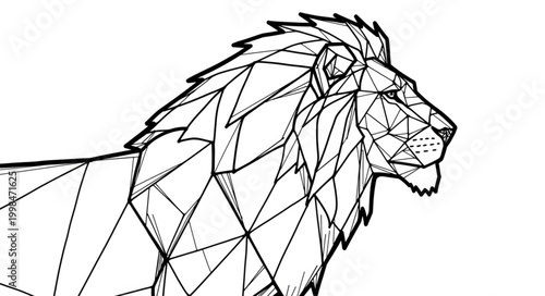 Geometric Lion Head Profile Illustration Low Poly Style.