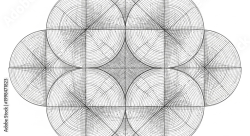 Geometric Pattern of Intersecting Circles with Detailed Lines.