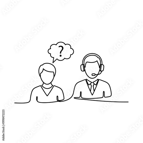 Customer service support line with client question.