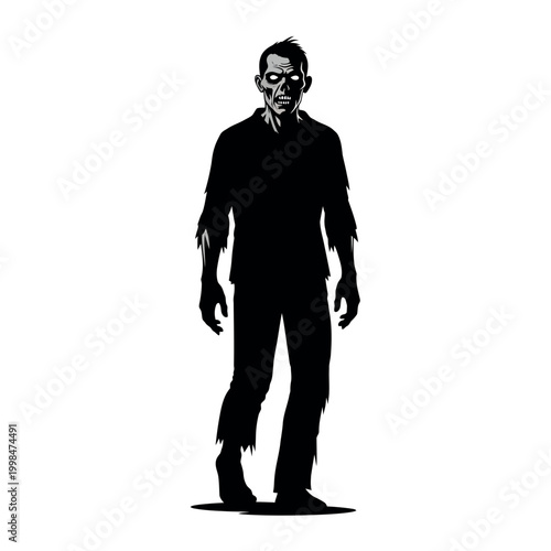 Spooky Zombie Silhouette Vector Illustration for Halloween and Horror Design