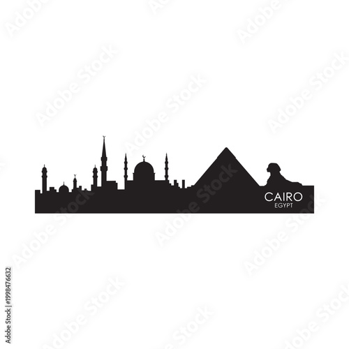 cairo skyline silhouette with pyramids and sphinx
