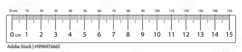 Precision fifteen centimeter ruler vector illustration showcasing clear black markings for accurate school or office measurement tasks