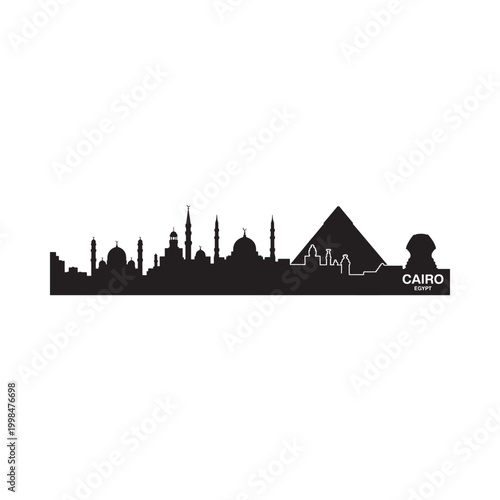 cairo skyline silhouette on white background high quality