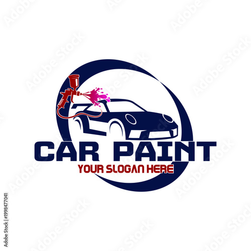 car painting workshop logo vector icon with details