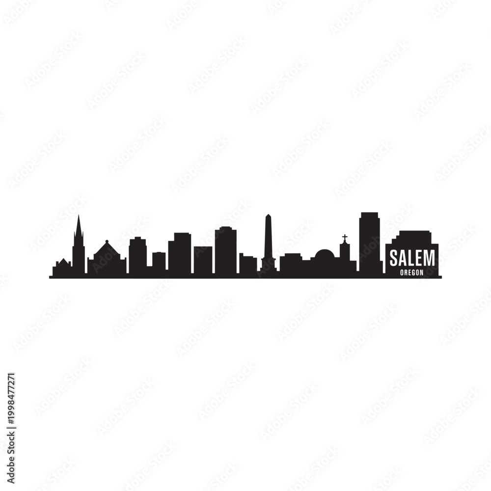 Obraz premium salem oregon skyline silhouette on white background