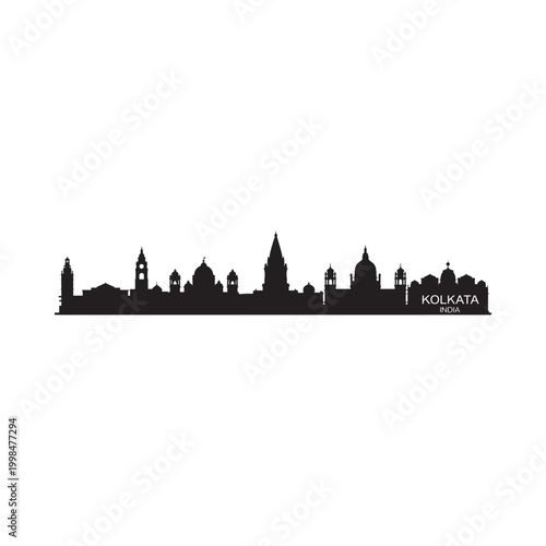 kolkata skyline silhouette on white background high quality