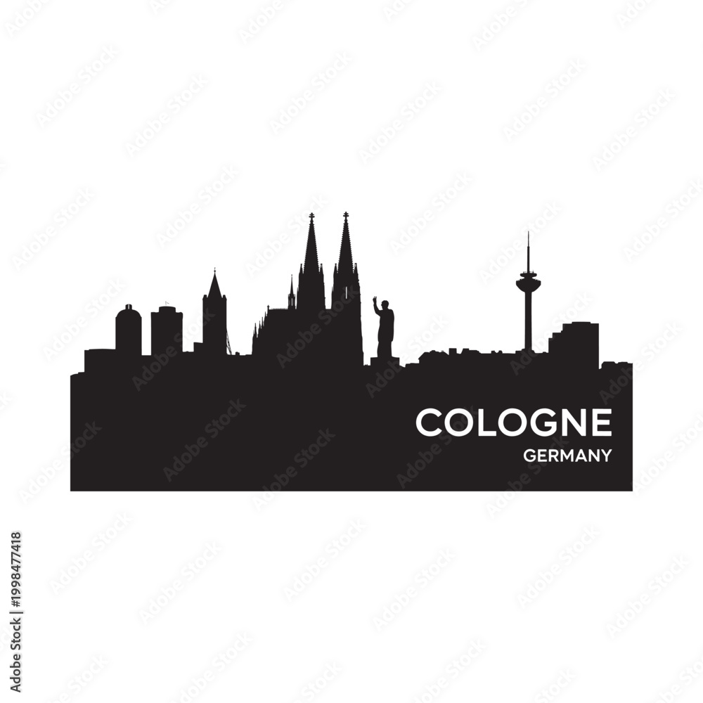 Naklejka premium cologne skyline silhouette on white background high quality