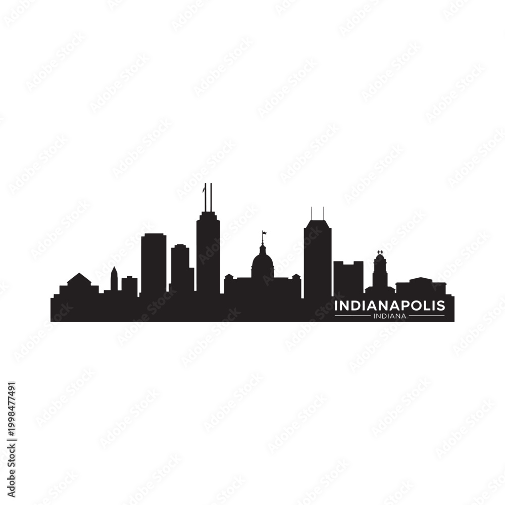 Fototapeta premium indianapolis skyline silhouette on white background high quality