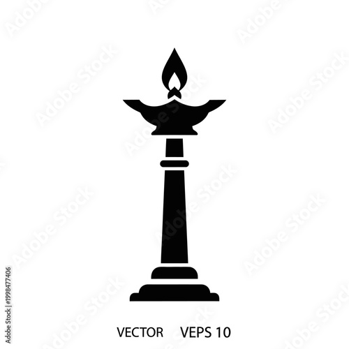 Elegant Indian Diya Lamp Silhouette - A Symbol of Light and Spirituality.