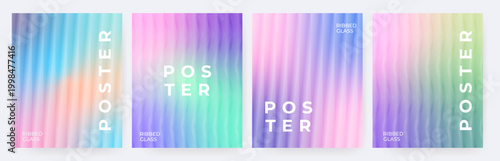 Ribbed glass texture with soft pastel gradients for modern poster concept, creative covers, layouts, branding, social media advertising, corporate identity, promo. Minimal modern aesthetic. Vector art