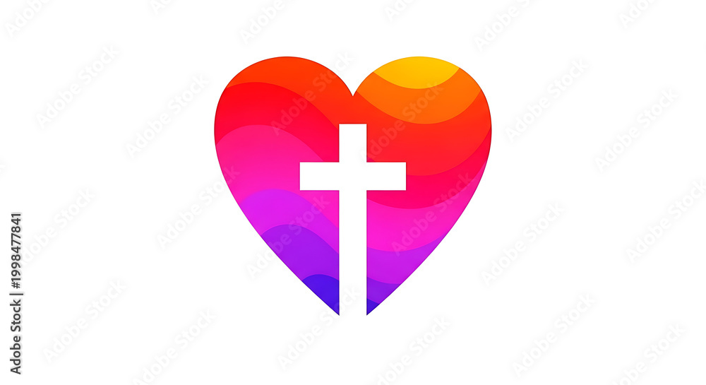 Fototapeta premium Abstract of overlapping heart shapes in red, orange, yellow, purple, and blue
