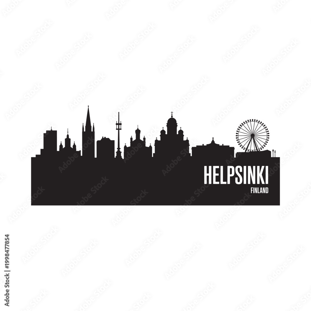 Obraz premium helsinki skyline silhouette with city landmarks high quality