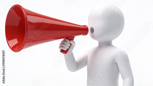  is a 3D digital illustration featuring a simplistic, stylized humanoid figure with a smooth, white surface, lacking distinct facial features or skin color. The figure is positioned against a plain wh