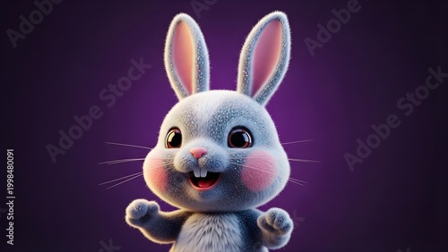Adorable Cartoon Bunny Character with Big Eyes and Pink cheeks