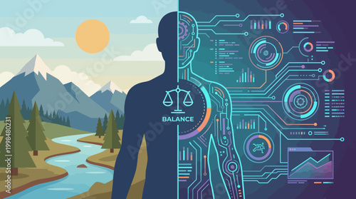 Balance between nature and technology in human life