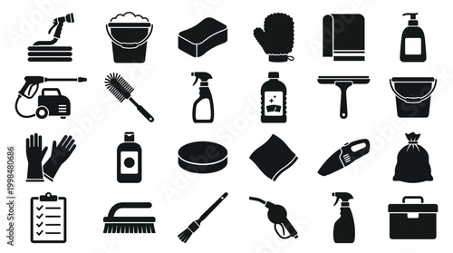 Cleaning Tools and Supplies Icons