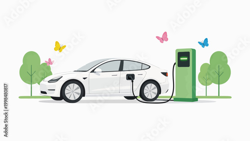 Electric car charging in nature