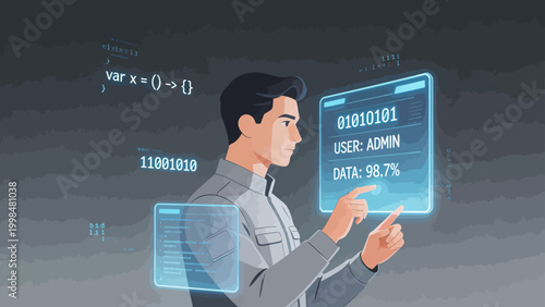 Man interacting with digital interface