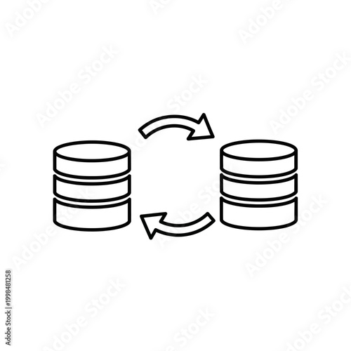 Data synchronization process with circular arrows.