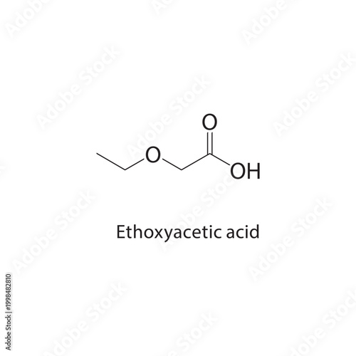 Ethoxyacetic acid skeletal structure. carboxylic acid compound schematic illustration. Simple diagram, chemical formula.