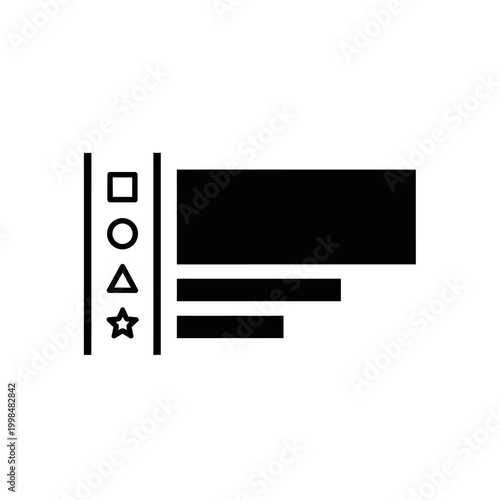 Data visualization dashboard interface with geometric shapes.