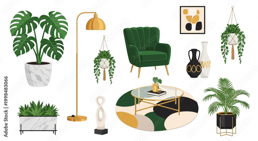 Fototapeta premium Stylish home decor vector graphic illustration