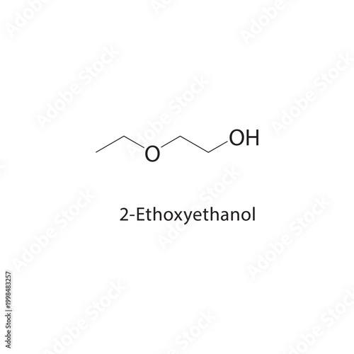 2-Ethoxyethanol skeletal structure. alcohol compound schematic illustration. Simple diagram, chemical formula.