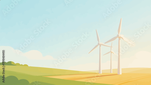 Wind turbines in a rural landscape