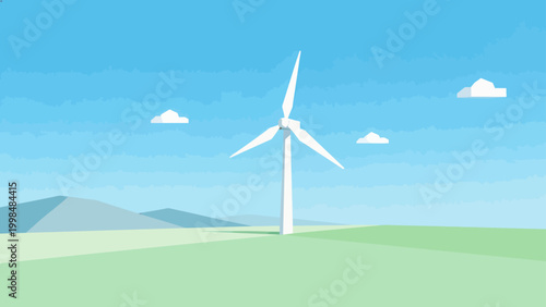 Wind turbine in green landscape
