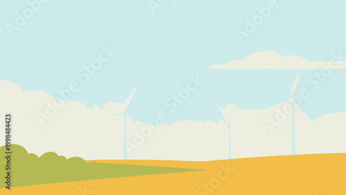 Wind turbines in a rural landscape