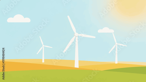 Wind turbines in a field