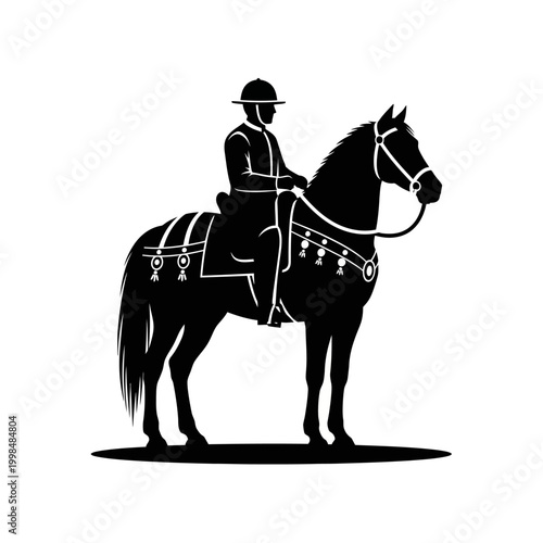 Cowboy Riding Horse, Black Silhouette, Equestrian Vector, Western Rider isolated on White Background vector eps silhouette