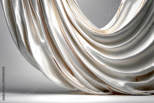 Silken Drapes Create a Serene Wave of Elegance on a Soft Neutral Background Generative AI