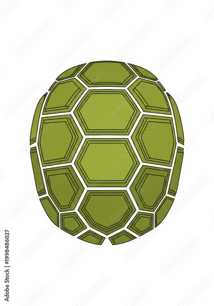 Naklejka premium Turtle shell features a classic geometric pattern isolated on a white background.