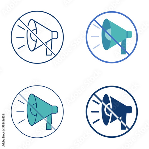 Mute sound flat and line icon set