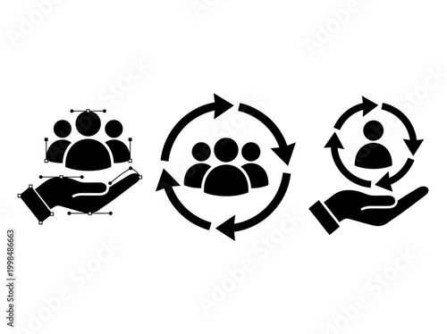 Human Resources and Team Management Icon Set for Business Support, Employee Lifecycle, and Customer Retention