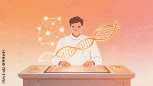 scientist working with dna and molecules