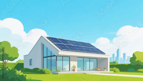 Modern house with solar panels
