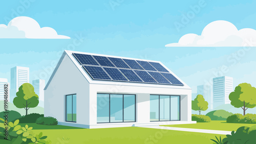 Modern house with solar panels