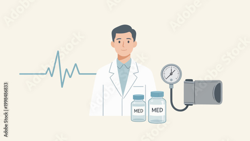 Doctor with medical equipment and medicine