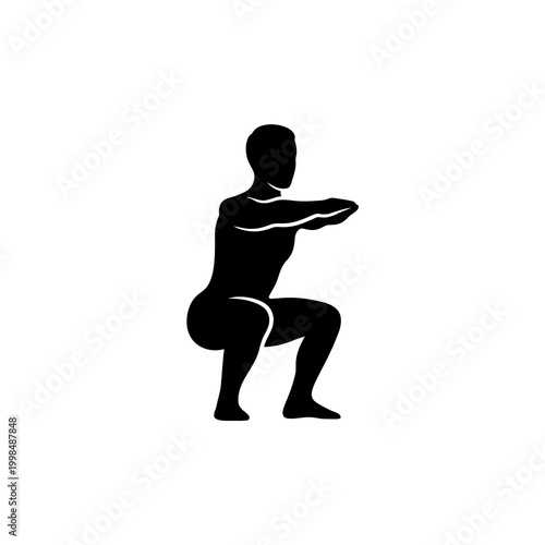 Black silhouette of a man doing squats