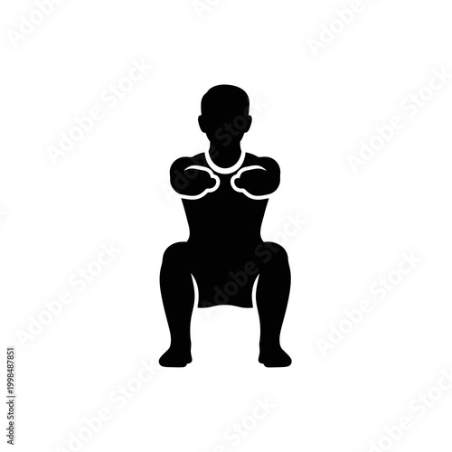 Black silhouette of a person doing a squat exercise