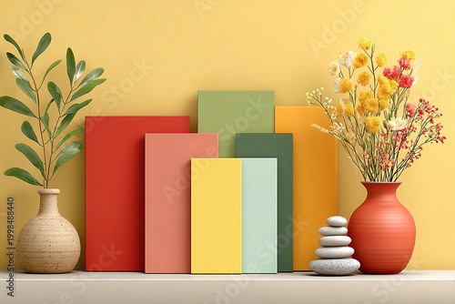 Bold Colors and Minimal Designs Create a Serene Space for Social Media Inspiration Generative AI