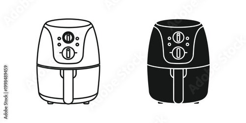 Two air fryers in contrasting colors displayed side by side