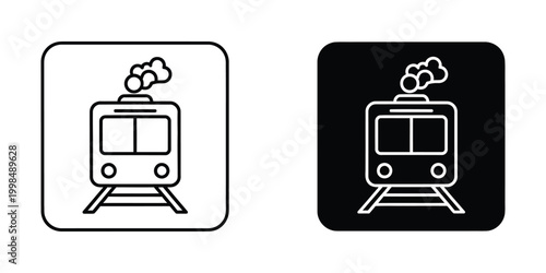 Contrast icon designs of a funicular railway with steam emission