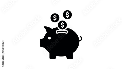 Piggy Bank with Coins Saving Money Icon Vector