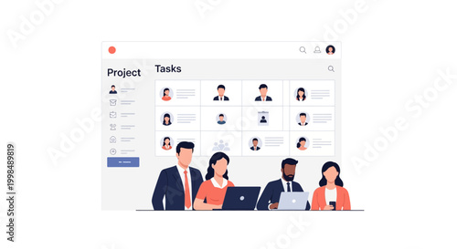 Team Collaboration and Project Management Board with Professionals