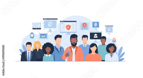 Group of Diverse Professionals in Digital Health Network
