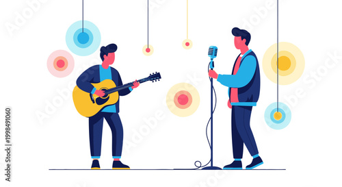 Two musicians performing on stage together.